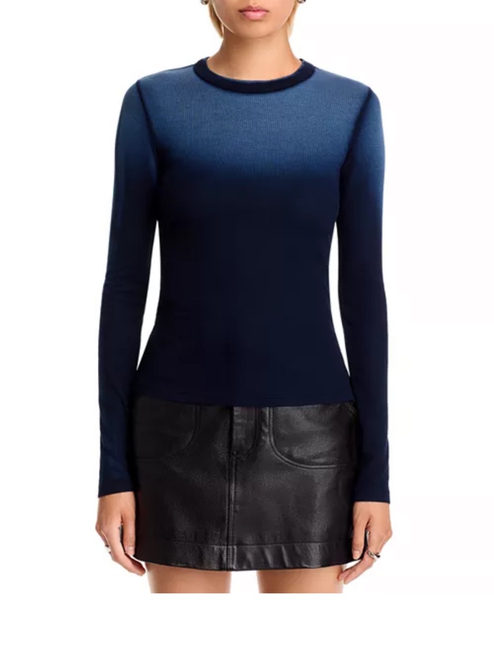 Cotton Citizen Deep Navy Long-Sleeve Crewneck Rib Tee